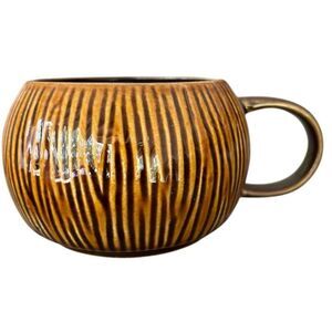 Starbucks 2013 Coconut Tiki Brown Embossed‎ Coffee Mug 12oz